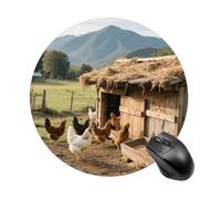 Alfombrilla de ratón redonda con diseño de gallinas y pollos, bonita alfombrilla de goma antideslizante para escritorio, divertida alfombrilla pequeña para oficina y juegos, accesorio decorativo par