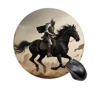 Alfombrilla de ratón redonda con diseño de guerrero valiente y caballo, bonita alfombrilla de escritorio con base de goma antideslizante, divertida alfombrilla pequeña para oficina y juegos, accesor