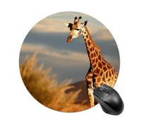 Alfombrilla de ratón redonda con diseño de jirafa de animales de África para laptop, alfombrilla de ratón pequeña para juegos con base de goma antideslizante, diseño personalizado, alfombrilla