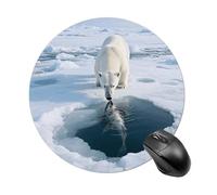 Alfombrilla de ratón redonda con diseño de oso polar sobre hielo, bonita alfombrilla de goma antideslizante, divertida alfombrilla pequeña para oficina y juegos, accesorio decorativo para ordenador