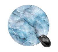 Alfombrilla de ratón redonda con patrón de mármol azul, impermeable, con base de goma antideslizante, alfombrilla de mouse para laptop y oficina, 20 cm