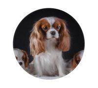 Alfombrilla de ratón Redonda de 20 y 20 cm con Borde Cosido para Madre Cavalier King Charles Spaniel con Cachorros