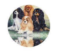 Alfombrilla de ratón Redonda de 8 Pulgadas con diseño de Cavalier King Charles Spaniel Dorado Negro, Base de Goma Antideslizante e Impermeable.