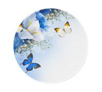 Alfombrilla de ratón redonda de flores y mariposas, impermeable, base de goma antideslizante, alfombrilla de mouse para computadora de 7.9 x 7.9 pulgadas para laptop, PC, oficina, mujeres y hombres