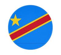 Alfombrilla de ratón redonda de goma antideslizante impresa de una sola cara con la bandera del Congo, 8 pulgadas