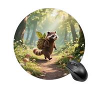 Alfombrilla de ratón redonda de mapache, bonita alfombrilla de escritorio con base de goma antideslizante, divertida alfombrilla de ratón pequeña para oficina y juegos, accesorio decorativo para ord