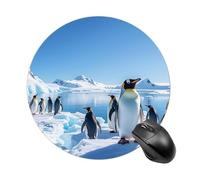 Alfombrilla de ratón redonda de pingüino Antártida Ice - Alfombrilla de mouse de goma antideslizante, ultrafina, impermeable y portátil, para oficina, PC, laptop, consola de jugadores