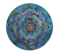Alfombrilla De Ratón Redonda Diseño De Mandala, Hermosa Flower Dorada Ornamentada Alfombrilla Ratón Ordenador Cómoda Duraderos Antideslizante Mouse Pad, para Portátil, Ordenador, Oficina, 20cm