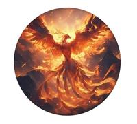 Alfombrilla De Ratón Redonda Estilo Artístico De Phoenix: Llamas Que Se Elevan En Rojo Alfombrilla para Computadora Resistente A La Abrasión Lavable Mouse Pad, para Hogar, Oficina, 20cm