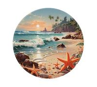 Alfombrilla De Ratón Redonda Estrella De Mar En La Playa Junto Al Mar Alfombrilla Ratón Ordenador con Bordes Cosidos Moderno Antideslizante Mouse Pad, para Portátil, Ordenador, Hogar, 20cm