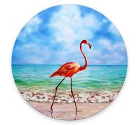 Alfombrilla De Ratón Redonda Flamenco Rosa Caminando por La Playa Alfombrilla para Computadora Lavable Duraderos Mouse Pad, para Portátil, Hogar, Ordenador, 20cm