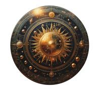 Alfombrilla De Ratón Redonda Geometría Sagrada Sol Misterio Dorado Alfombrilla para Computadora Moderno Resistente A La Abrasión Mouse Pad, para Hogar, Portátil, Ordenador, 20cm