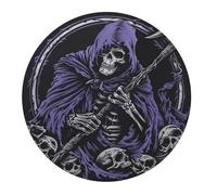 Alfombrilla De Ratón Redonda Guadaña Sombría Cráneo Muerte Alma Antigua Alfombrilla para Computadora Personalizada Lavable Mouse Pad, para Oficina, Ordenador, Hogar, 20cm