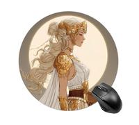 Alfombrilla De Ratón Redonda La Diosa Griega Atenea Sabiduría Alfombrilla Ratón Ordenador Duraderos Resistente A La Abrasión Mouse Pad, para Oficina, Ordenador, Hogar, 20cm