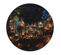 Alfombrilla De Ratón Redonda Laboratorio De Química De Brujas Ciencia Antigua Alfombrilla para Ratón De Oficina con Bordes Cosidos Lavable Mouse Pad, para Oficina, Hogar, Ordenador, 20cm