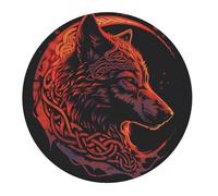 Alfombrilla De Ratón Redonda Nudo De Lobo Vikingo Rojo Y Negro Alfombrilla Ratón Ordenador Duraderos Moderno Mouse Pad, para Oficina, Ordenador, Portátil, 20cm