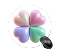 Alfombrilla de ratón redonda para computadora con diseño de hojas de trébol de colores pastel suaves, impermeables, con base de goma antideslizante, alfombrilla de mouse para laptop y oficina, 20 cm