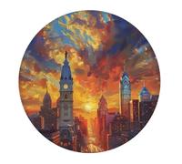 Alfombrilla De Ratón Redonda Pintura De Un Hermoso Paisaje Urbano Al Atardecer En Filadelfia Alfombrilla Ratón Ordenador Moderno Personalizada Mouse Pad, para Hogar, Oficina, Ordenador, 20cm