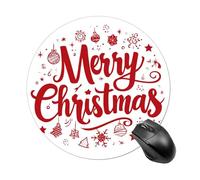 Alfombrilla de ratón redonda redonda con texto en inglés "Merry Christmas", impermeable, con base de goma antideslizante, para ordenador portátil, oficina, 20 cm