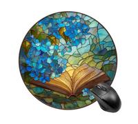 Alfombrilla de ratón redonda redonda para computadora con diseño de libro poético, con base de goma antideslizante, 20 cm