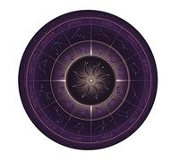 Alfombrilla De Ratón Redonda Rueda Astrológica De Signos del Zodiaco Misterio Negro Alfombrilla Raton Moderno Duraderos Antideslizante Mouse Pad, para Portátil, Oficina, Ordenador, 20cm