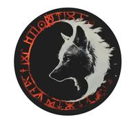 Alfombrilla De Ratón Redonda Silueta De Lobo Estilo Vikingo Rúnico Negro Alfombrilla Gaming Duraderos Moderno Mouse Pad, para Portátil, Hogar, Ordenador, 20cm