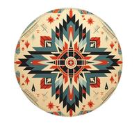 Alfombrilla De Ratón Redonda Triángulo Geométrico Étnico del Suroeste Vintage Alfombrilla Ratón Ordenador Lavable Personalizada Mouse Pad, para Portátil, Oficina, Ordenador, 20cm