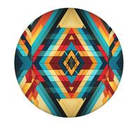 Alfombrilla De Ratón Redonda Triángulo Geométrico Geométrico Colorido Tribal Vintage Alfombrilla Gaming Moderno con Bordes Cosidos Mouse Pad, para Oficina, Hogar, Portátil, 20cm
