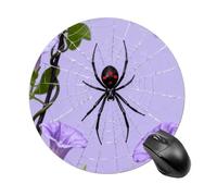 Alfombrilla De Ratón Redonda Viuda Negra En Una Vid Púrpura Alfombrilla para Ratón De Oficina Duraderos Moderno Antideslizante Mouse Pad, para Oficina, Hogar, Ordenador, 20cm