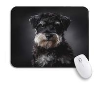 Alfombrilla De Ratón Retrato De Perro Schnauzer sobre Fondo Gris Oscuro, Adorable Mascota Alfombrilla Ratón Ordenador Duraderos Mouse Pad Pequeña, para Hogar, Portátil, 25 x 30cm