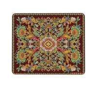 Alfombrilla De Ratón Retro Boho Rustic Mediterranian Fire Flowers Bandana Alfombrilla De Ratón Lavable Gaming Tapete Portátil Alfombrilla Escritorio para Oficina Ordenadores Juegos 25X30Cm