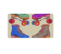 Alfombrilla de ratón retro colorida con patines de ruedas, alfombrilla grande para computadora portátil con bordes cosidos, antideslizante, protector de escritorio para oficina, almohadilla de mouse