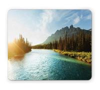 Alfombrilla De Ratón Río Banff, Parque Nacional, Arroyo del Río con Castle Mountain, Amanecer En Canadá Alfombrilla Gaming Duraderos Antideslizante Mouse Pad, para Oficina, Portátil, 25x30cm