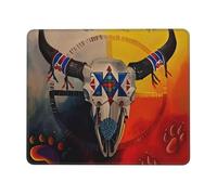 Alfombrilla De Ratón Rueda De Medicina De Arte Nativo Americano Bisonte Alfombrilla De Ratón Rectangular Lavable Personalizada Mouse Pad, para Hogar, Portátil, Ordenador, 25x30cm