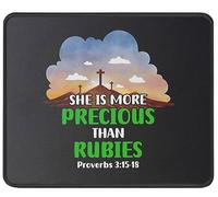 Alfombrilla De Ratón She Is More Precious Proverbs 3:15 Inspirational Quotes Christianty Scripture Jesus Prayer Mousepad Multifuncional Tapete Escritorio Protector Mouse Pad para 25X30CM