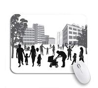 Alfombrilla De Ratón Siluetas De Familias Caminando por La Ciudad Estilo De Vida Gente Urbana Alfombrilla para Ratón Gaming Cómoda Antideslizante Mouse Pad, para Hogar, Portátil, 25 x 30cm