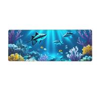 Alfombrilla de ratón Submarine Coral Rays de 11.8 x 31.5 pulgadas, base antideslizante para teclado RGB, mouse y portátil, adecuada para juegos y oficina.