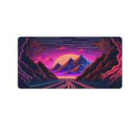 Alfombrilla de ratón Synthwave Journey para escritorio deslizamiento suave bordes cosidos con control firme caucho de alta densidad uniforme 30x60cm