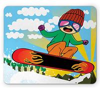 Alfombrilla De Ratón Tabla De Snowboard con Motivos Niño Saltando Ropa Deportiva Estilo De Vida Deportivo Emoción Alfombrilla Gaming Duraderos Antideslizante Mouse Pad, para Hogar, 25x30cm