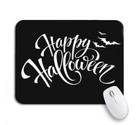 Alfombrilla De Ratón Texto Gris Mensaje De Feliz Halloween Fiesta Calabaza White Negro Alfombrilla Ratón Ordenador Resistente A La Abrasión Mouse Pad Pequeña, para Oficina, Ordenador, 25 x 30cm