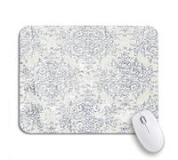 Alfombrilla De Ratón Toile Azul Francés Topo Y Azul Marino Beige con Filigrana Envejecida Alfombrilla Ratón Ordenador Lavable Mouse Pad Pequeña, para Oficina, Ordenador, 25 x 30cm