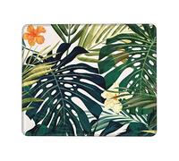 Alfombrilla de ratón tropical de verano con hojas de palma, impermeable, base de goma antideslizante, alfombrilla de mouse para computadora para el hogar, la oficina y los juegos, 10 x 12 pulgadas