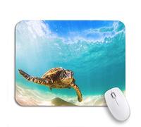 Alfombrilla De Ratón Turtle Verde Hawaiana Navegando En Aguas Cálidas Alfombrilla para Computadora con Bordes Cosidos Antideslizante Mouse Pad, para Hogar, Oficina, 25 x 30cm
