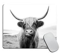 Alfombrilla De Ratón Vaca Escocesa De Las Tierras Altas, Blanca Y Negra, En La Isla De Mull. Alfombrilla Raton Lavable Antideslizante Mouse Pad, para Ordenador, Oficina, Hogar, 25x30cm