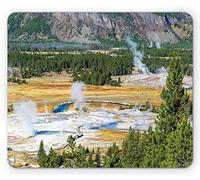Alfombrilla De Ratón Vapor Que Sale De Varios Géiseres En La Cuenca Superior del Géiser Pine Tree Alfombrilla Raton Lavable Antideslizante Mouse Pad, para Oficina, Portátil, 25x30cm