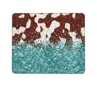 Alfombrilla De Ratón Vaquero De Estilo Occidental De Piel De Vaca, Color Turquesa, Verde Azulado Y Marrón Gaming Tapete Mouse Pad Lavable Alfombrilla De Ratón Para Juegos Para Pc Mac 25X30Cm