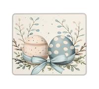 Alfombrilla de ratón vintage con diseño de hojas de huevos de Pascua con bordes cosidos, base de goma antideslizante para PC y portátil, 30 x 25 cm