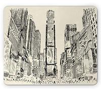 Alfombrilla De Ratón Vista Inferior De Rascacielos Altos Dibujados A Mano En Estilo Monocromático De Times Square Alfombrilla Gaming Duraderos Antideslizante Mouse Pad, para Oficina, 25x30cm