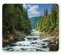 Alfombrilla De Ratón Vista Panorámica Natural del Río De Montaña con Una Cascada Entre El Verde Verdoso Alfombrilla Raton Duraderos Mouse Pad Pequeña, para Oficina, Ordenador, 25x30cm