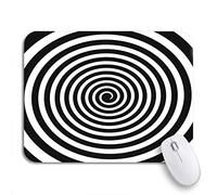 Alfombrilla De Ratón Vórtice Espiral Hipnótico En White Y Negro Circular Experiencia Psicodélica Alfombrilla Ratón Ordenador Duraderos Mouse Pad Pequeña, para Oficina, Portátil, 25 x 30cm